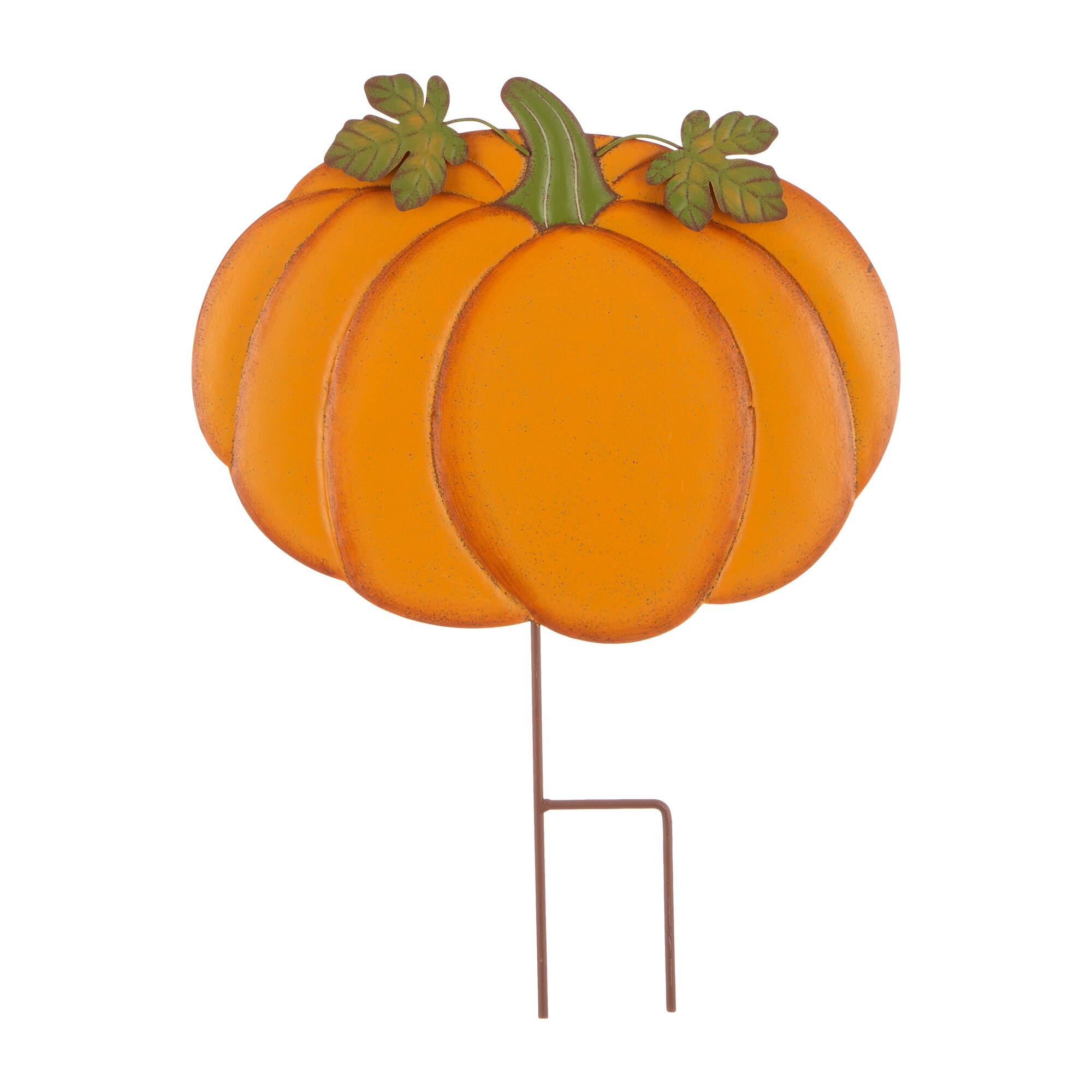 42" GlitzHome® 3-in-1 Metal Pumpkin Yard Stake